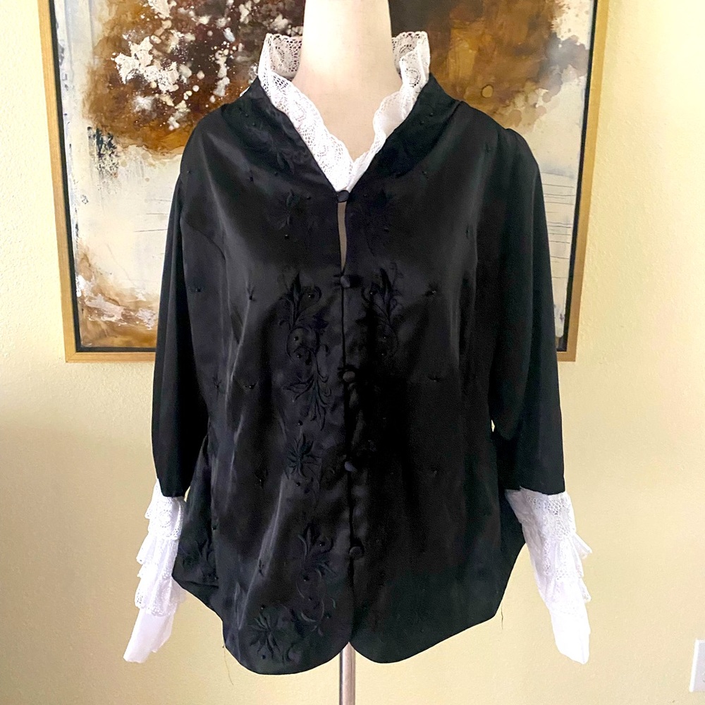 Laura Scott altered steampunk, gothic themed bullion down blouse size L